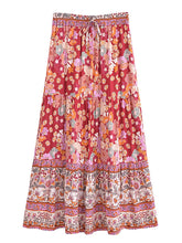 Load image into Gallery viewer, Boho Skirt, Pink Floral ,Bohemian Maxi Skirts