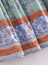 Load image into Gallery viewer, Green Floral Print ,Beach Bohemian Skirt,Boho Skirts