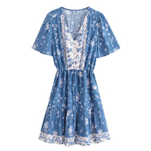 Load image into Gallery viewer, Deep V-neck ,Beach Mini Dress,Boho Dress