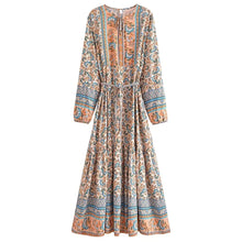 Load image into Gallery viewer, Elegant Lace-up Tassel Wild Floral Print Beach Bohemian Maxi Dress