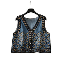 Load image into Gallery viewer, Denim Embroidery ,Suspender Vest ,Sequin Vest Waistcoat