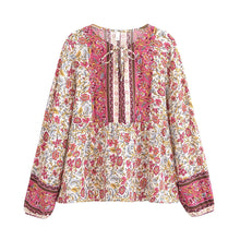 Load image into Gallery viewer, Boho Blouse Shirt,Bohemian Blusas,Floral Print
