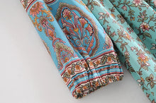 Load image into Gallery viewer, Green Floral Print ,Bohemian Maxi Dress ,Boho Dress