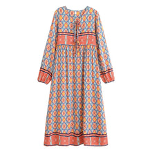 Load image into Gallery viewer, Geometry Floral ,Beach Bohemian Maxi Dress,Boho Dress