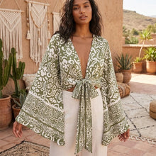 Load image into Gallery viewer, Wild Floral Print ,Short Kimono ,Bikini Cover-ups