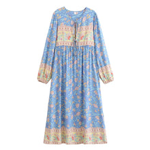 Load image into Gallery viewer, Blue Floral ,Beach Bohemian Maxi Dress,Boho Dress