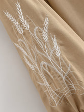 Load image into Gallery viewer, Wheat Embroidered, Linen Cotton Blouse,Lace-up Tassel Loose Boho Shirt