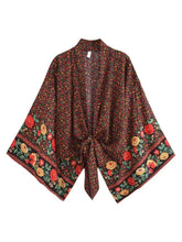 Load image into Gallery viewer, Bohemian Kimono, Boho Bikini Cover-ups,Red Floral