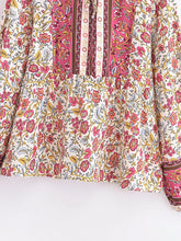 Load image into Gallery viewer, Boho Blouse Shirt,Bohemian Blusas,Floral Print