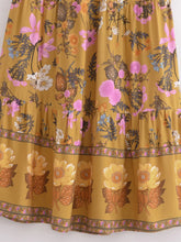 Load image into Gallery viewer, Yellow Floral Print,Bohemian Skirt,Boho Maxi Skirt