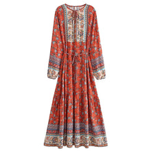 Load image into Gallery viewer, Elegant Lace-up Tassel Wild Floral Print Beach Bohemian Maxi Dress