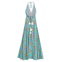 Load image into Gallery viewer, Wild Floral ,Backless Sexy Maxi Dress , High-Low Tassel Strapless Boho Dress
