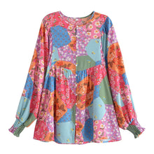 Load image into Gallery viewer, Multi Floral Print ,Boho Shirts,Bohemian Blouse