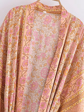 Load image into Gallery viewer, Pink Floral Print,Bohemian Kimono Beach ,Boho Cover-ups