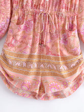Load image into Gallery viewer, Pink Floral Print ,Boho Playsuits ,Beach Rompers Jumpsuits