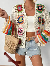 Load image into Gallery viewer, Retro Crochet Rainbow ,Long-sleeved Cardigan ,Handmade Crochet Knitted Cover-ups