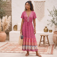Load image into Gallery viewer, Floral Print Bat Sleeve Beach Bohemian Maxi Dresses Robe