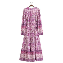 Load image into Gallery viewer, Floral Print ,Breasted Bohemian Maxi Dress, Boho Dress Robe