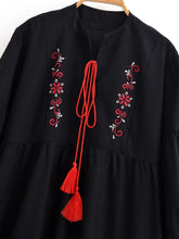 Load image into Gallery viewer, Retro Floral Emberoidered, Linen Cotton Vacation, Boho Maxi Dress