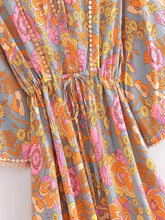 Load image into Gallery viewer, Yellow Floral Print ,Bohemian Maxi Dresses ,Boho Dress