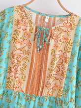 Load image into Gallery viewer, Green Floral Print,Bohemian Blouse ,Boho Shirt