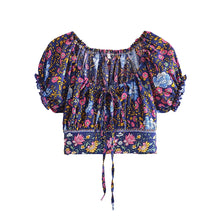 Load image into Gallery viewer, Floral Print ,Beach Sleeveless Crop Tops, Bohemian Ruffles Camis