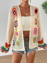Load image into Gallery viewer, Retro Crochet Rainbow ,Long-sleeved Cardigan ,Handmade Crochet Knitted Cover-ups