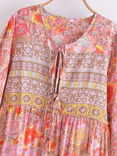 Load image into Gallery viewer, Pink Floral Print,Bohemian Beach Dress,Boho Robe