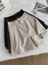 Load image into Gallery viewer, Boho Linen Blend Pleated Shorts Wide Leg Shorts with Pockets