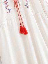 Load image into Gallery viewer, Retro Floral Emberoidered, Linen Cotton Vacation, Boho Maxi Dress