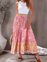 Load image into Gallery viewer, Pink Floral Print ,Beach Bohemian Skirt,Boho Skirts