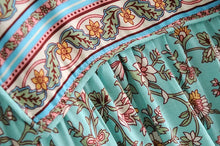 Load image into Gallery viewer, Green Floral Print ,Bohemian Maxi Dress ,Boho Dress