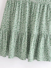 Load image into Gallery viewer, Women’s Green Floral Boho Mini Dress - Sexy Deep V-Neck Rayon Beach Sundress