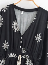 Load image into Gallery viewer, Ethnic Floral Long Sleeve Tassel Rayon Beach Bohemian maxi Dress