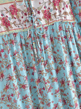 Load image into Gallery viewer, Blue Floral Print ,Beach Bohemian Maxi Dress,Boho Dress