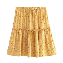 Load image into Gallery viewer, Bohemian Mini Skirts,Boho Skirt,Yellow Flower Print