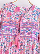 Load image into Gallery viewer, Pink Floral Print ,Beach Bohemian Maxi Dresses ,Boho Dress