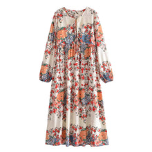 Load image into Gallery viewer, Multi Floral Print, Bohemian Maxi Dress, Boho Dress