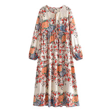 Load image into Gallery viewer, Multi Floral Print, Bohemian Maxi Dress, Boho Dress