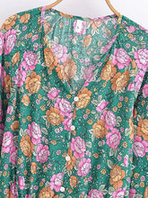 Load image into Gallery viewer, Boho Playsuits,Beach Jumpsuits,Bohemian Green Floral