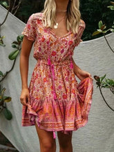 Load image into Gallery viewer, Mini Dress, Boho Dresses,Pink Floral Tassel