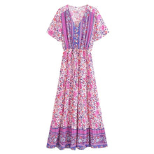 Load image into Gallery viewer, Maxi Dress, Boho Dress,Purple Floral Print