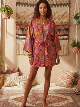 Load image into Gallery viewer, Red Floral Print ,Boho Kimono,bohemian Kimono