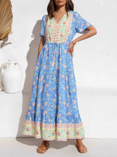 Load image into Gallery viewer, Blue Floral Print,Bohemian Maxi Dress,Boho Dress