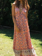 Load image into Gallery viewer, Floral Print ,Boho Maxi Dresses,deep V-neck Sundress