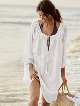 Load image into Gallery viewer, White Tassel ,Bohemian Mini Dress,Boho Cover-ups