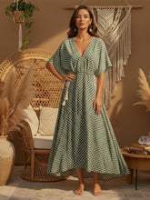 Load image into Gallery viewer, V-neck Tassel Print, Bohemian Maxi Dresses, Cotton Boho Dress