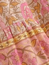 Load image into Gallery viewer, Pink Floral Tiered Boho Maxi Skirt - Elastic Waist Tassel
