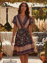 Load image into Gallery viewer, Pink Floral Print,Beach Mini Dress,Boho Dresses
