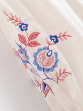 Load image into Gallery viewer, Floral Emberoidered, Linen Cotton Maxi Dress,Tassel Boho Dress